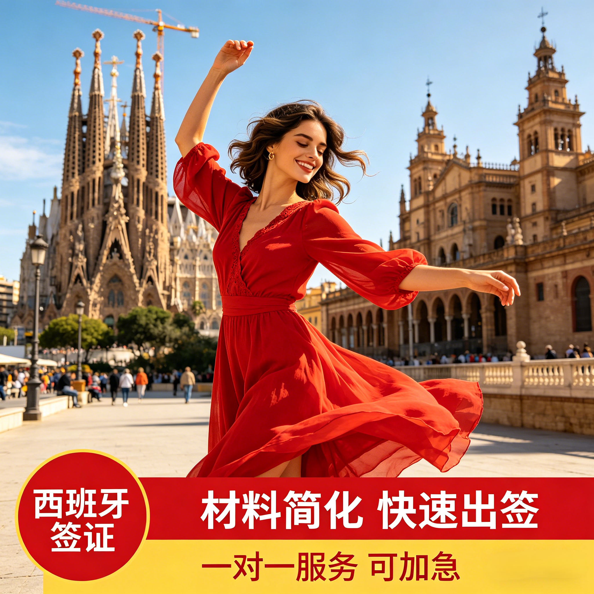 西班牙·旅游签证·上海送签·西班牙签证欧洲申根单次多次个人旅游商务加急插队免预约简化全国办理