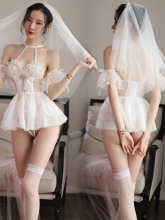 「月光手书」婚纱睡裙白色纯欲新娘挂脖网纱芭蕾裙头纱皇冠