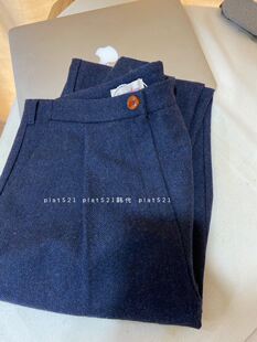 打折清～韩国代购sienne boutique 羊毛人字纹直筒西裤秋冬款女