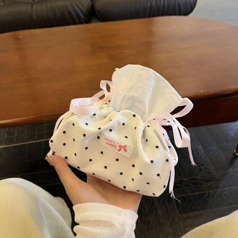 新款爱心波点碎花桌面收纳抽绳纸巾蝴蝶结纸袋客厅收纳袋系带