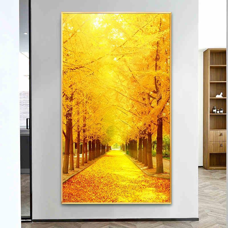 黄金满地竖版风景画中式十字绣