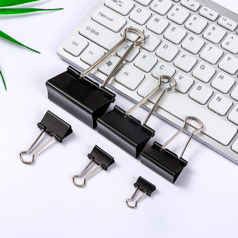 델리 금속 상자 긴 꼬리 클립 문구 검정 호랑꼬리 익스프레스 클립 사무실 송장 정보 테스트 용지 철 클립