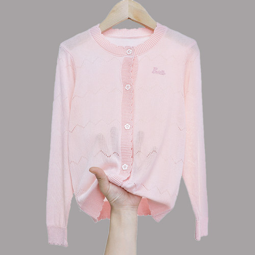 女童针织衫冰丝薄款春夏外搭