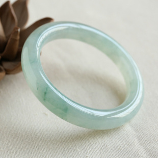 冯冯珠宝内径54.5冰糯种绿飘花翡翠圆条手镯美人镯礼物女孩玉镯子