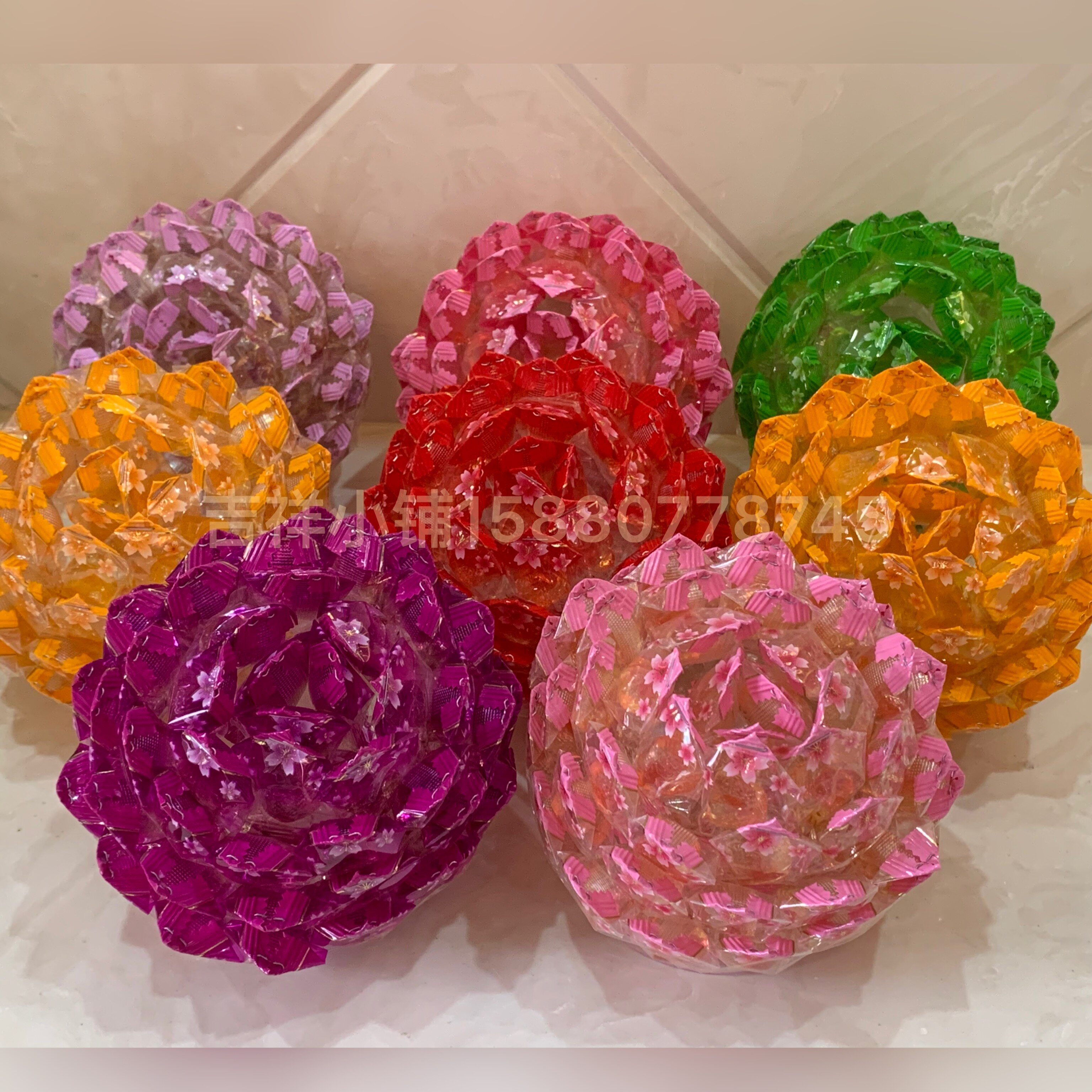 旭鑫心恋酱水晶软糖制作五层莲花灯送礼佛堂节日礼佛供品佛前摆件