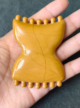 纯黄双珠板 刮痧点穴 泗水正品泗滨砭石点穴按摩头部经络