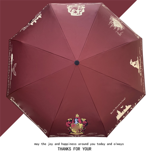 黑胶哈利学院全自动雨伞