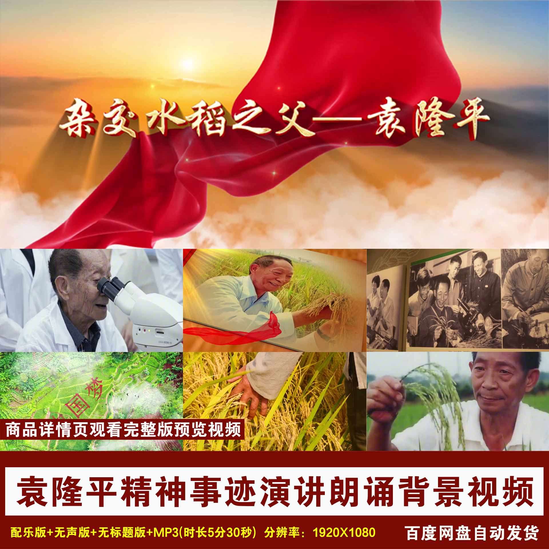 YR140-《杂交水稻之父袁隆平》精神事迹演讲朗诵舞台LED背景视频