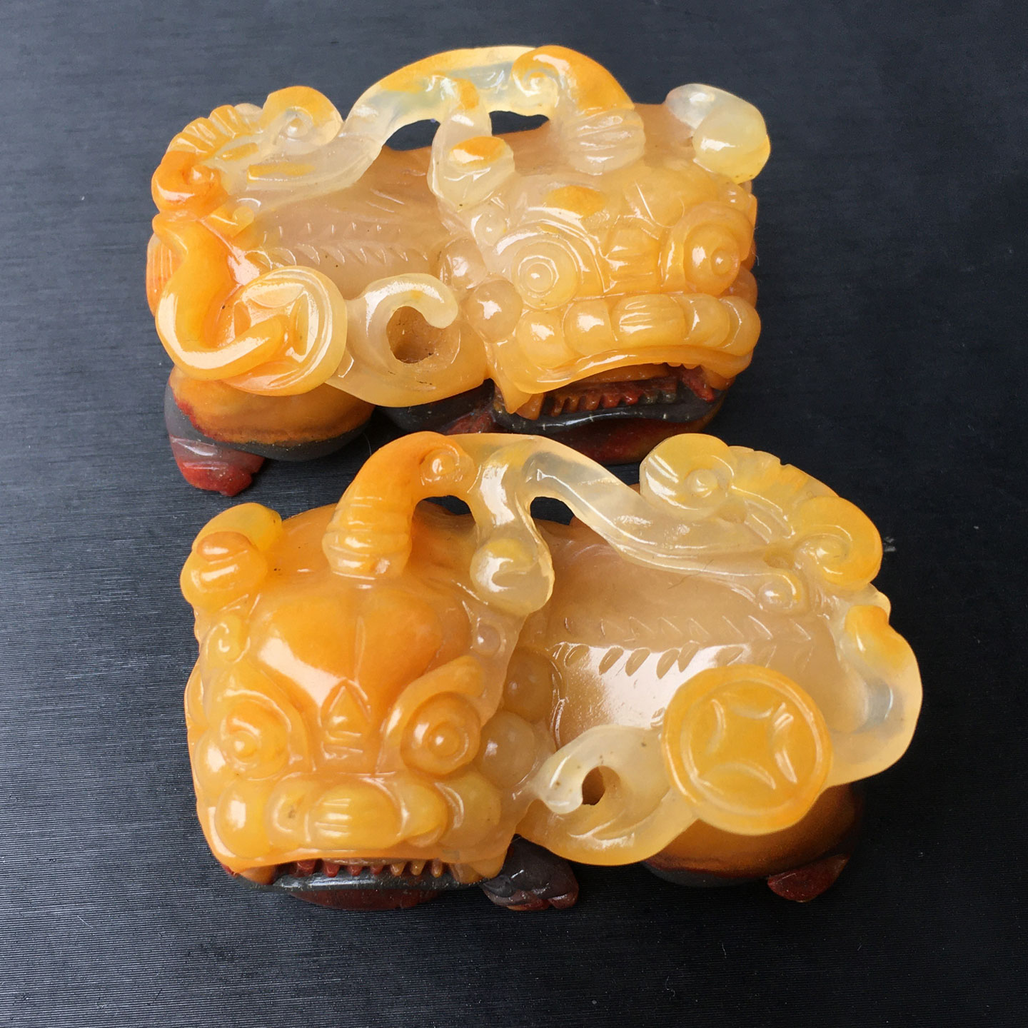 云南纯天然黄龙玉金沙料霸王貔貅一对男女款吊坠手把件招财进宝