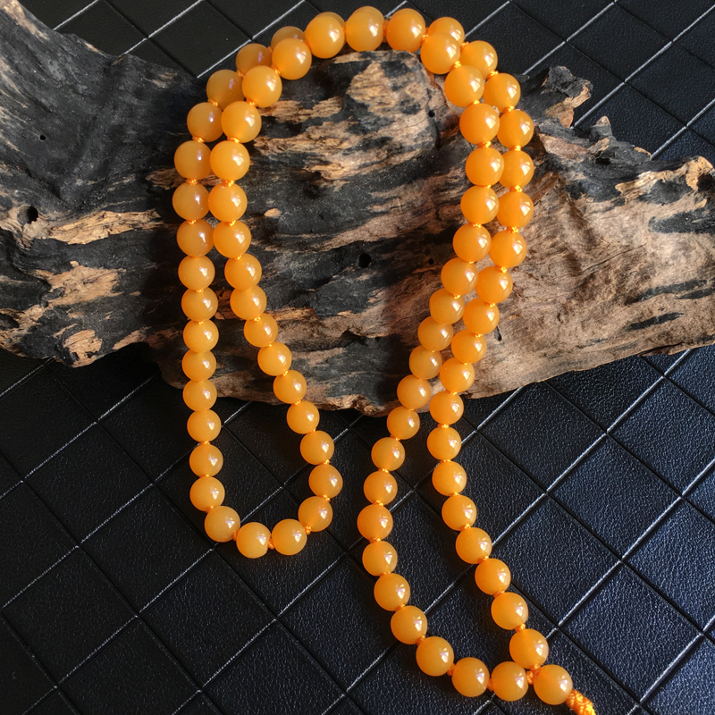 云南黄龙玉项链天然正品玉石水草花云南挂绳鸡油黄缅料链子