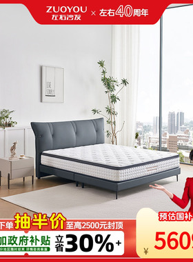 左右官方加厚席梦思软垫防螨透气五区独袋弹簧家用1.8床垫DZM6009