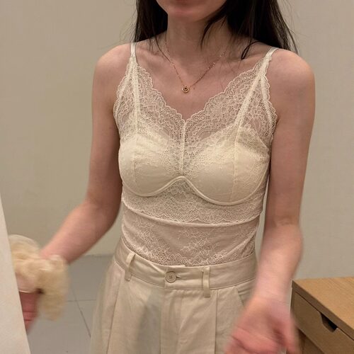 FAFA法式蕾丝吊带性感V领美背