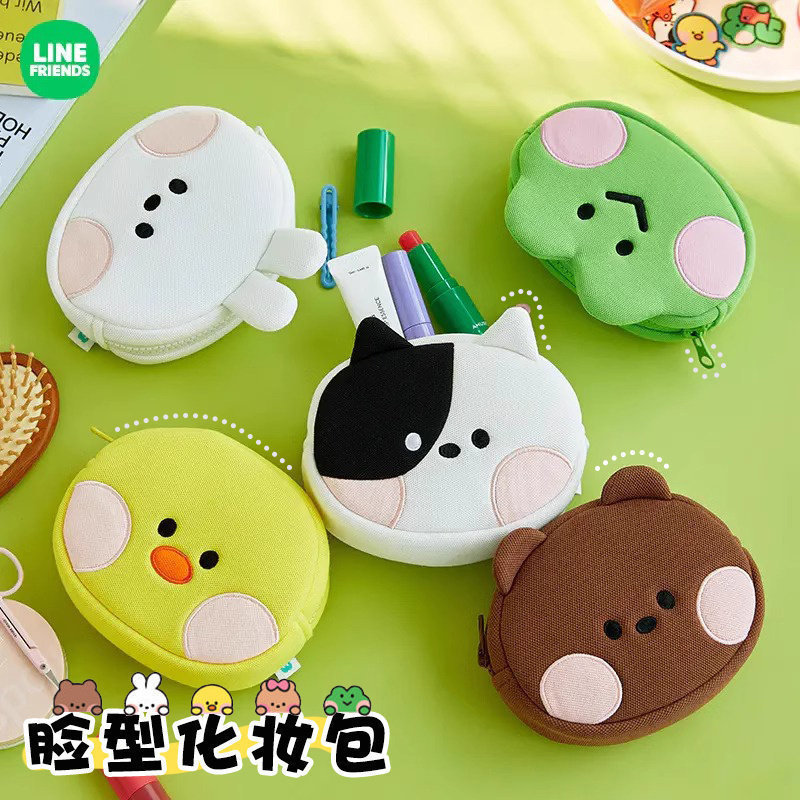 LINE FRIENDS布朗熊 minini school系列脸型收纳包耳机套零钱包