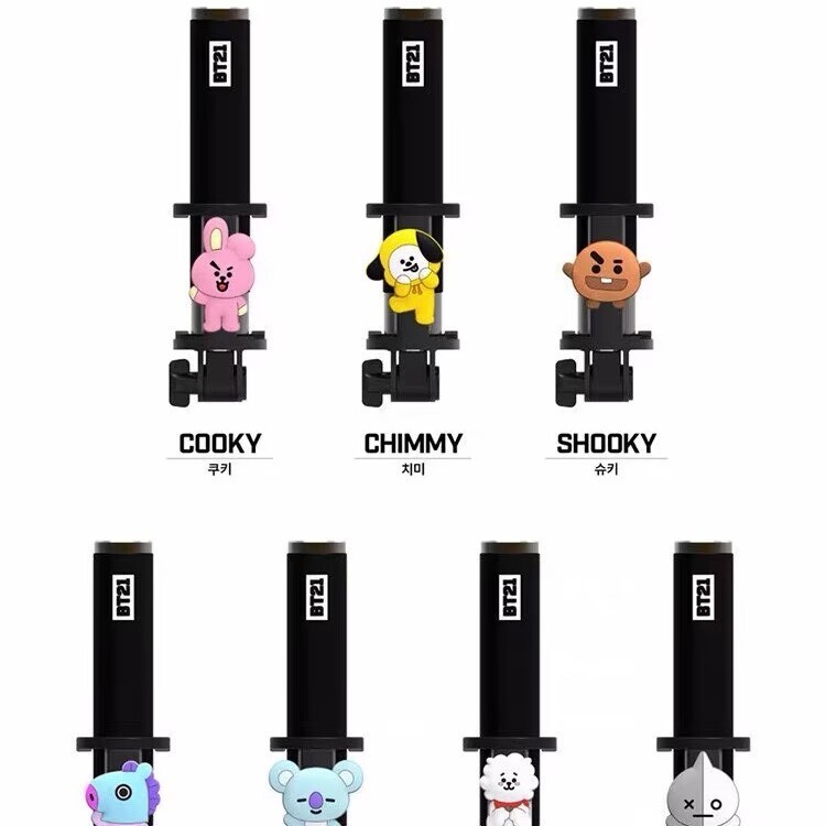 正品特价清仓BT21可爱卡通旅游便携式拍摄神器直播手持蓝牙自拍杆