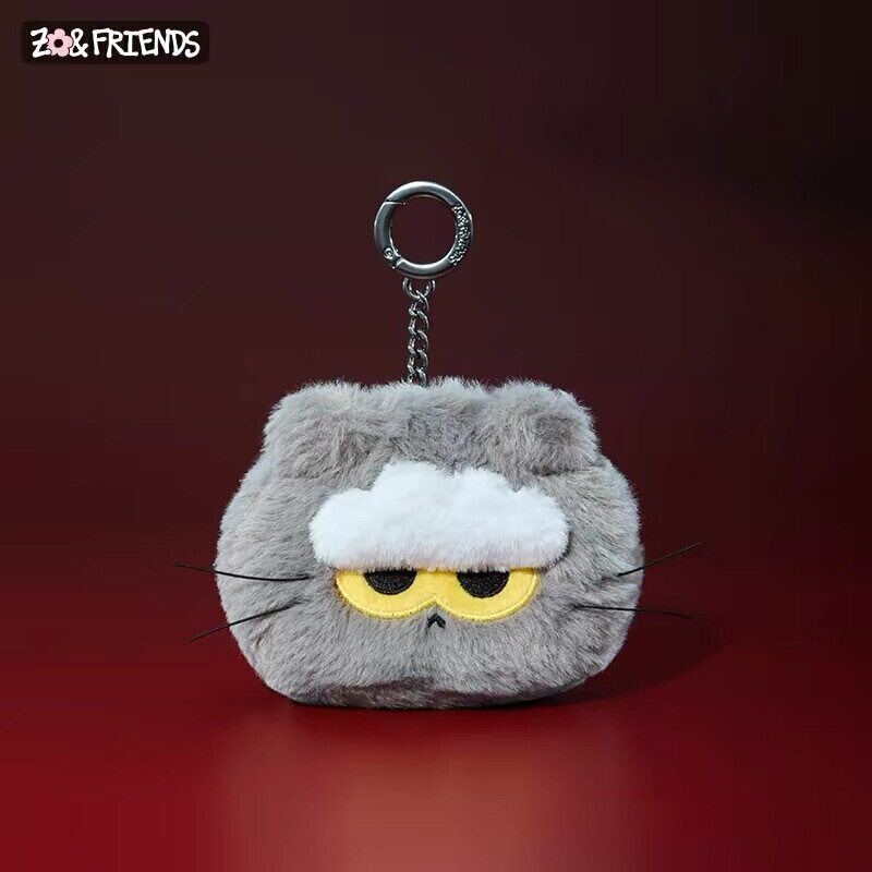 权志龙ZOAful Winter系列猫咪毛绒脸型零钱包钥匙扣 LINE FRIENDS