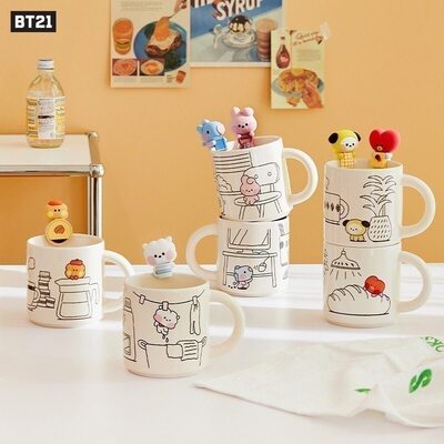 BT21陶瓷马克杯桌面办公水杯茶杯