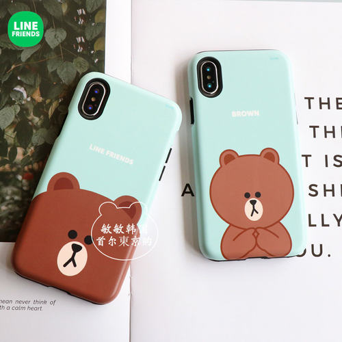 Line Friends布朗熊iPhoneX/XS手机壳苹果X全包硅胶防摔软保护套