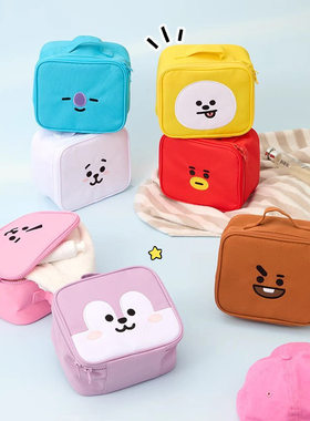 BT21防弹少年团BASIC化妆包手提小方包数据线包多功能旅行收纳包S
