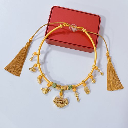 流苏款项圈宝宝金锁挂绳