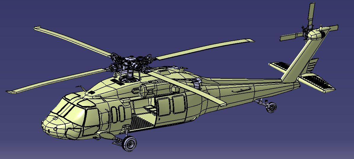 直升机uh-60黑鹰直升机3d图模型