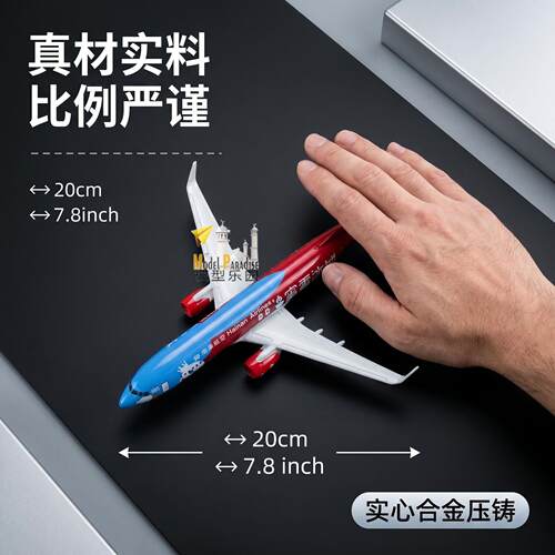 蜜雪冰城20cm真合金联名737飞机模型带展示架带抱轮车