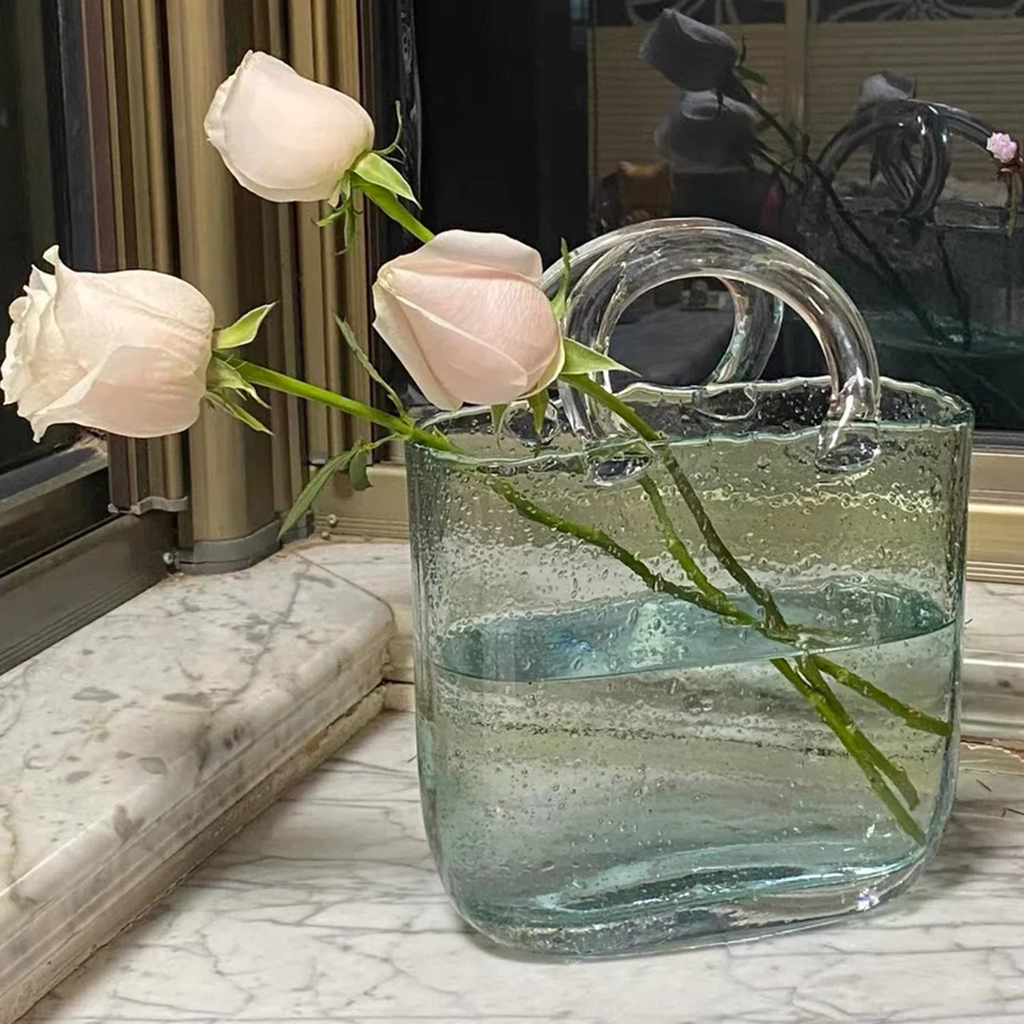 透明包包手提篮玻璃花瓶水培植物生态瓶家居装饰创意缸微景鱼缸