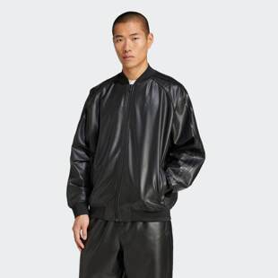 仿皮宽松运动休闲夹克外套JC8220 新款 阿迪达斯三叶草男装 2025春季