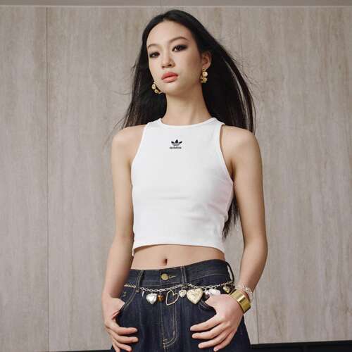 阿迪达斯三叶草无袖T恤女ESSENTIALS吊带背心2025夏JC9009 JC9007