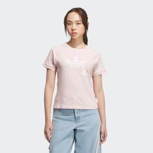 阿迪达斯迪士尼玛丽猫联名半袖25夏女三叶草短袖T恤KC3096 KC3097