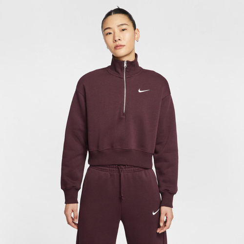 Nike耐克卫衣女冬季半拉链短款高领加绒休闲运动套头衫DQ5768-652