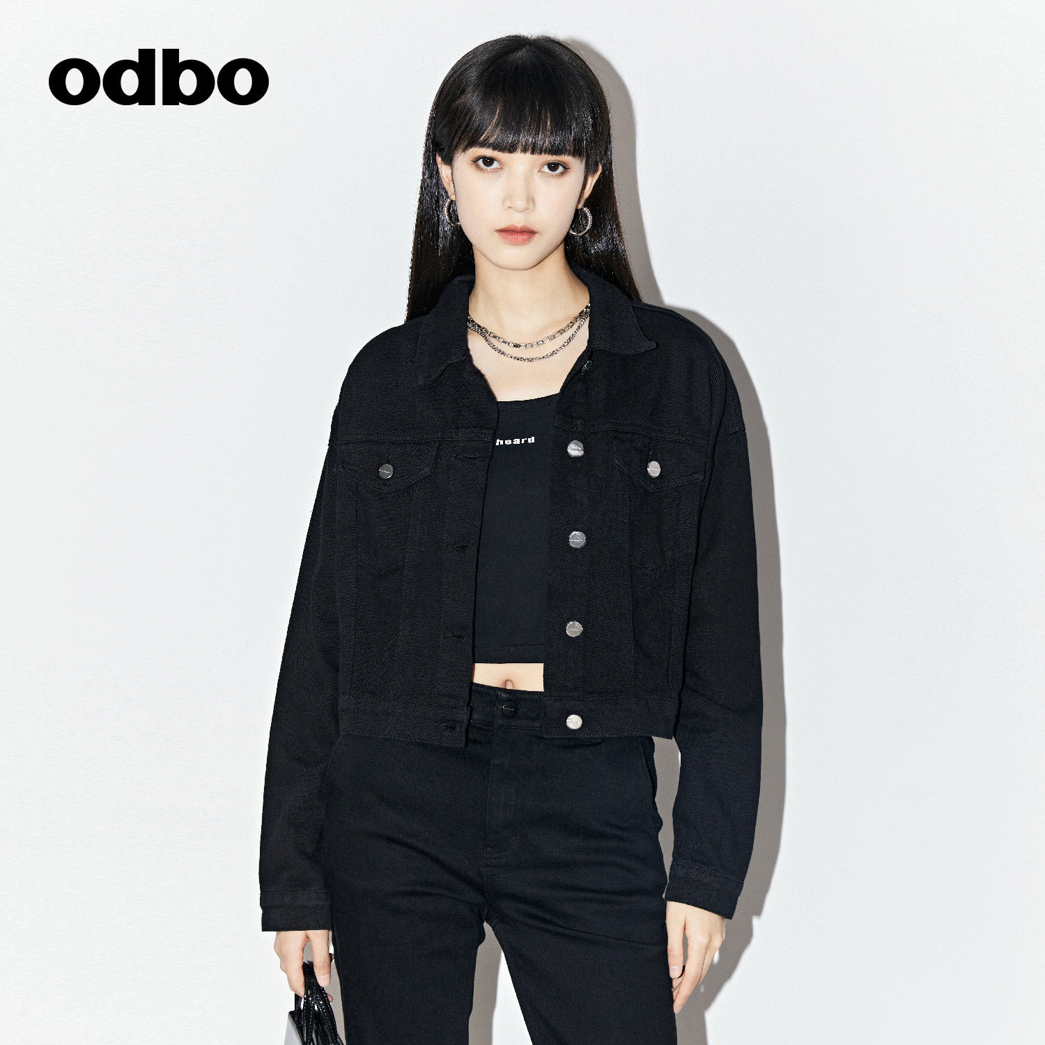 odbo/欧迪比欧原创设计虎纹印花牛仔外套女秋冬新款时尚外套-封面