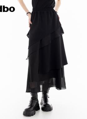 odbo/欧迪比欧时尚休闲女装2025秋季新款半身裙叠层设计感长裙子