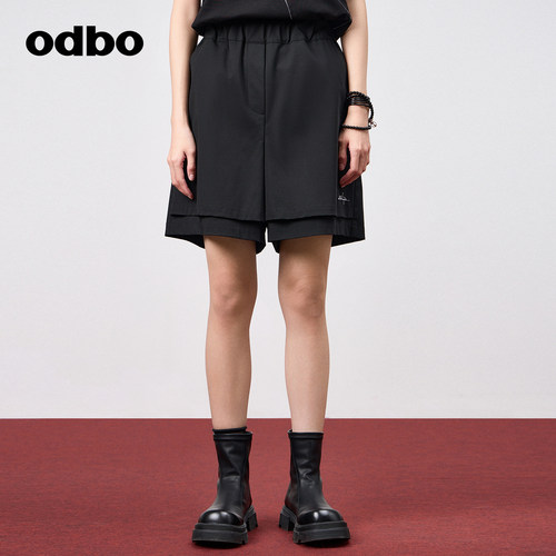 odbo/欧迪比欧短裤假两件大口袋