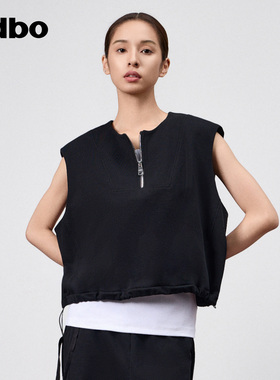 odbo/欧迪比欧时尚气质黑色运动背心女春季新款外搭宽松显瘦马夹