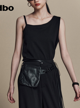 odbo/欧迪比欧原创设计感小众潮牌黑色吊带上衣女夏季新款