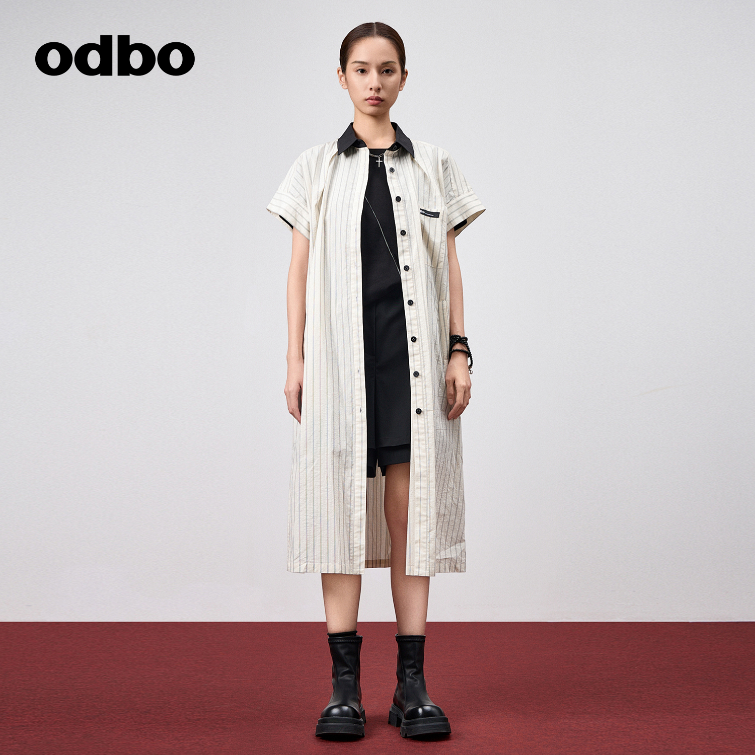 odbo/欧迪比欧休闲衬衫裙