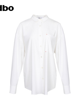 odbo/欧迪比欧休闲气质白色长袖衬衫春季新款百搭设计感小众上衣