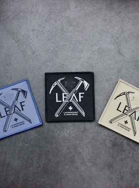 军鸟冲锋衣织唛魔术贴LEAF元素士气章复刻臂章正方形战术士气章