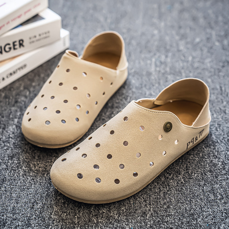 勃肯鞋男春季外穿懒人一脚蹬半拖男士通勤复古开车大码46包头拖鞋