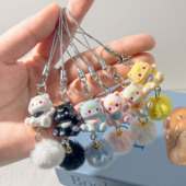 新款 卡通小猫手机链可爱树脂钥匙扣少女学生包包挂件情侣闺蜜礼物