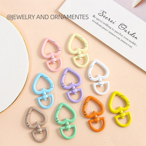 彩色爱心钥匙扣挂件diy配件挂饰糖果色爱心扣包包挂件