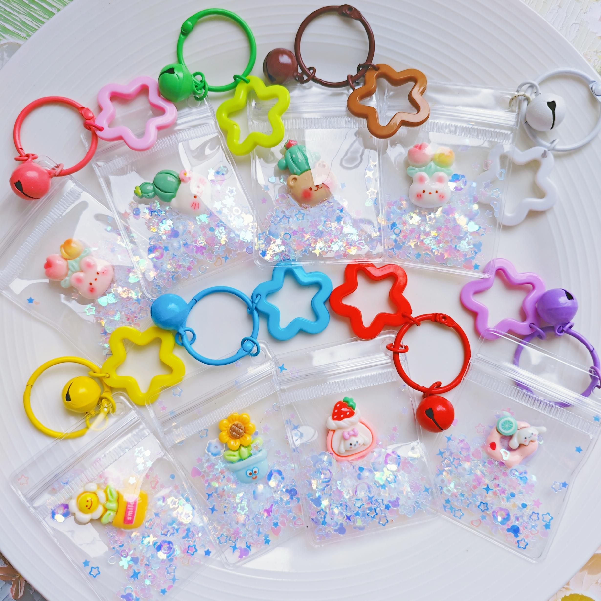 可爱雪花摇摇乐溜娃包pvc袋装挂件配饰韩系diy手工包包钥匙链挂饰