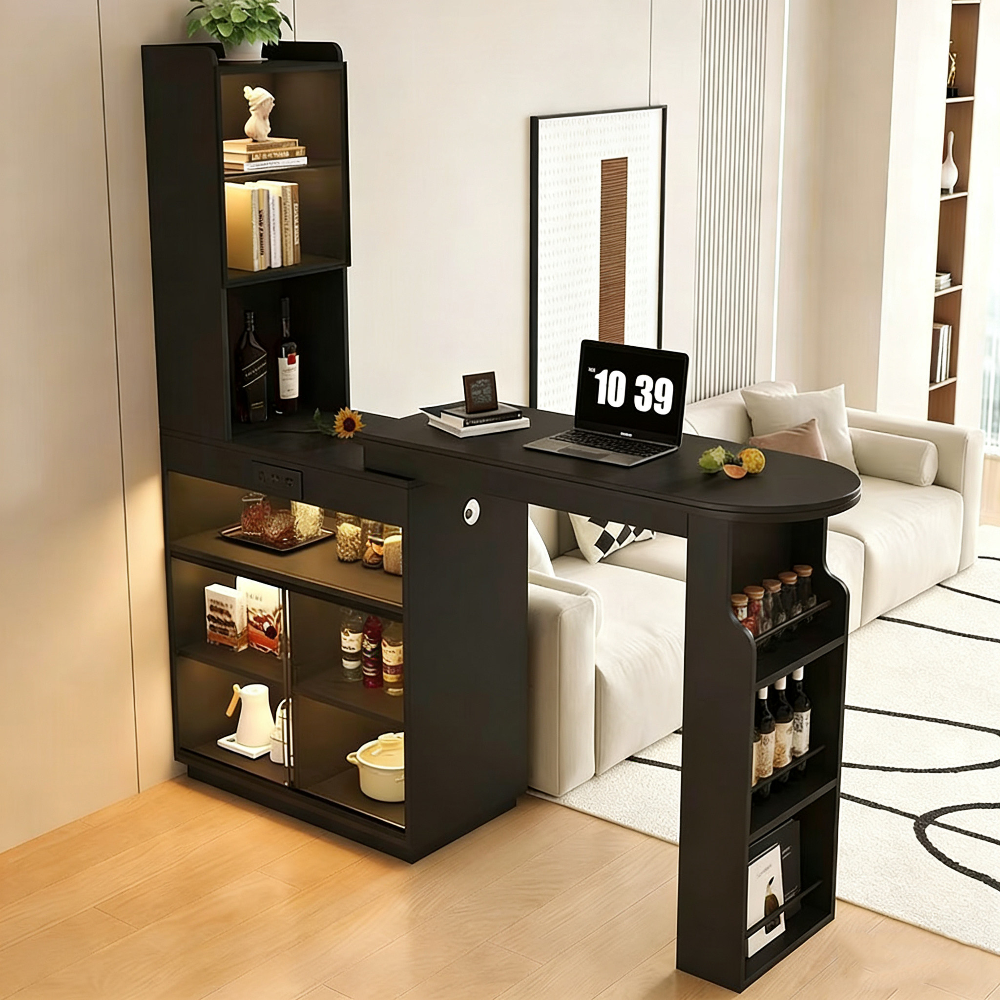 岩板吧台桌餐边柜一体家用客厅隔断伸缩靠墙一体收纳柜高桌边柜,住宅家具,吧台,淘宝优惠券,粉丝福利购,淘宝优惠卷