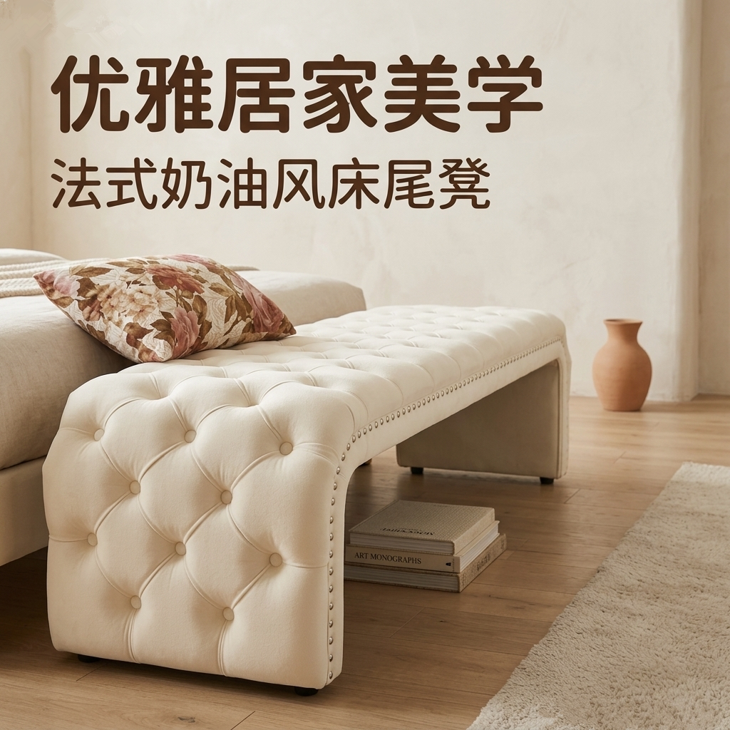 北欧轻奢实木床尾凳多色可选