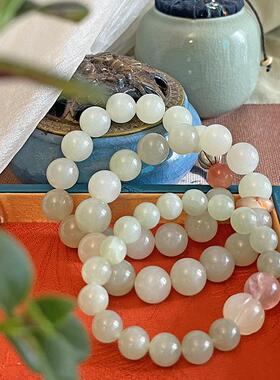 原创设计和田玉晴水料大珠子手串