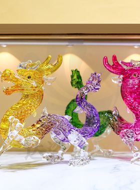 人造水晶祝福龙形摆件客厅新款