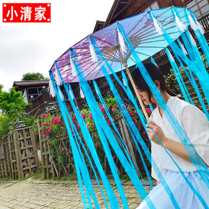 工艺伞旗袍走秀舞蹈伞汉服古典 仙女拍照COS写真飘带伞古风流苏伞