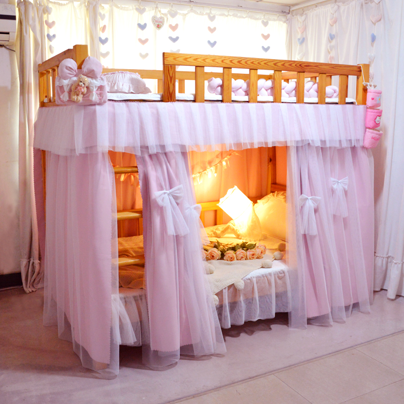 家用儿童床蚊帐高低床遮挡帘子母床下铺遮光床帘上下床公主遮光帘