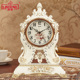 丽盛欧式 饰创意艺术时钟石英钟表 孔雀摇摆座钟静音客厅仿古台钟装