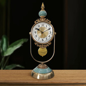 桌面摆件石英钟表客厅台钟坐钟美式 饰座钟台式 轻奢时钟 装 丽盛欧式